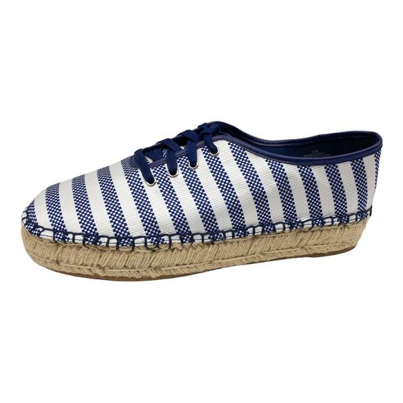 Nine West  Lace Up Espadrille Platform Sneakers 9.5 Blue & White Gingerbread - Picture 2 of 12
